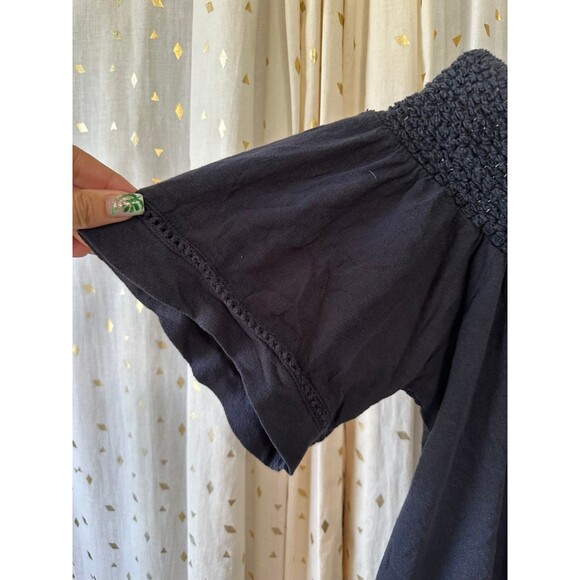 Roxy 100% Cotton Smocked Off Shoulder Short Bell Sleeves Flowy Blouse XS - Picture 4 of 6